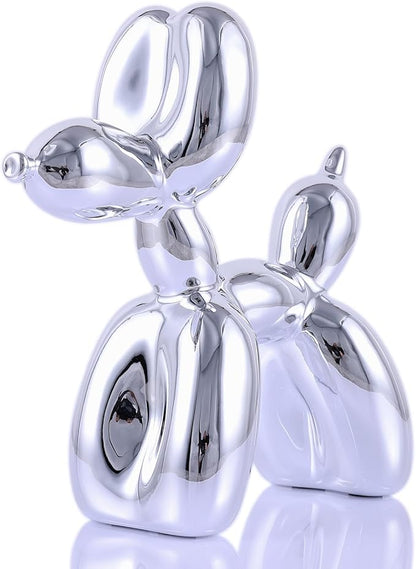 Silver Balloon Dog Decor,Balloon Animal Decor,Shelf Decor Preppy Room Decor,Cute Statue Home Decor, Bedroom Modern Sculpture Desk Decor,Office Gold Decorations Small Figurines