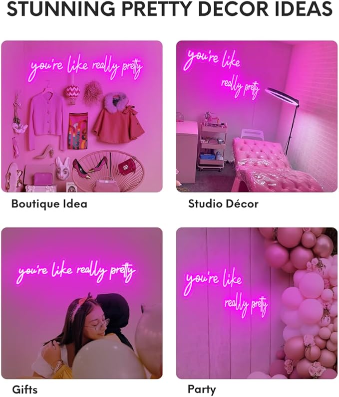 32x7 Inch Large You're Like Really Pretty Neon Signs for Wall Decor, LED Your Like Really Pretty Light Up Sign Wall Art for Salon, Studio