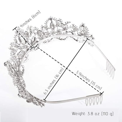 Silver Tiara and Crowns for Women Rhinestone Queen Tiara for Girls Princess Crown with Comb Birthday Headbands Hair Accessories for Wedding Prom Bridal Party Halloween Costume Gift