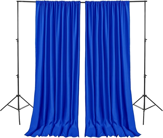 Hiasan Neon Blue Screen Backdrop Curtains for Parties, Polyester Photography Backdrop Drapes for Family Gatherings, Wedding Decorations, 5ftx8ft, Set of 2 Panels