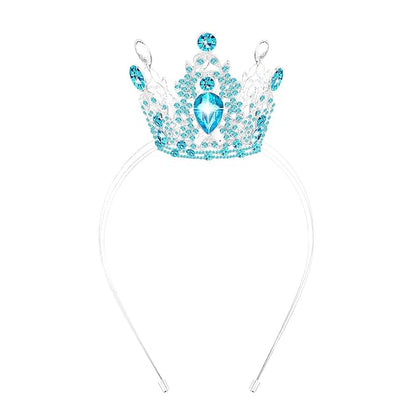 VELSCRUN Blue Crystal Tiara Headband, Crowns for Women, Princess Girls Tiaras, Royal Queen Crown Princess Quinceanera Headpieces for Birthday Prom Bride Wedding Pageant Party Hair Band