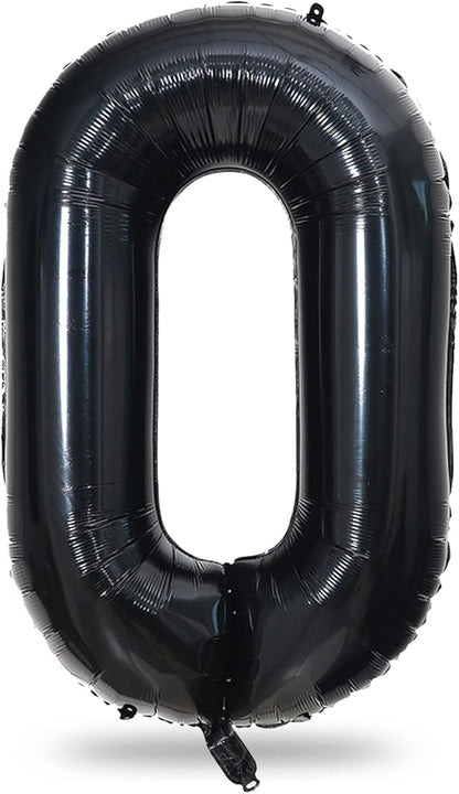 Black Number 0 Balloon for Girls Boys, 40 Inch Large Number 0-9 Foil Mylar Helium Digital Balloons Set for Women Men Birthday Graduation Anniversary New Year Eve Party Decorations Celebration Supplies