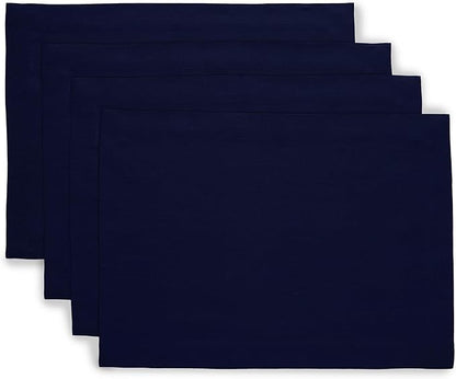 Solino Home Linen Navy Blue Placemats Set of 4 - 100% Pure Linen Placemats 14 x 19 Inch for Fall, Autumn, Christmas, Winter, New Year - Fete