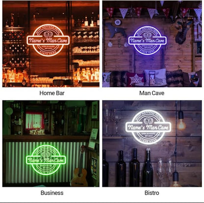 Custom Bar Neon Sign for Man Cave Wall Decor, Personalized Man Cave LED Neon Lights Gifts for Men Dad, 3D Art Customizable Home Bar Light Up Signs for Pub Game Room Bistro Basement Party Decoration