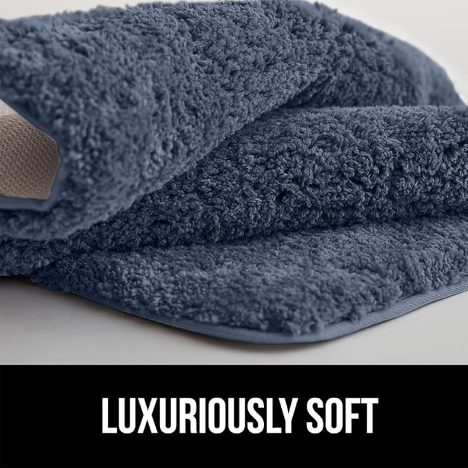 GORILLA GRIP Premium Luxury Bath Rug, 60x24, Absorbent, Soft, Thick Shag, Plush Bathroom Mat Rugs, Machine Washable, Microfiber Quick Dry, Mats for Shower, Bathtub and Floor Accessories, Indigo