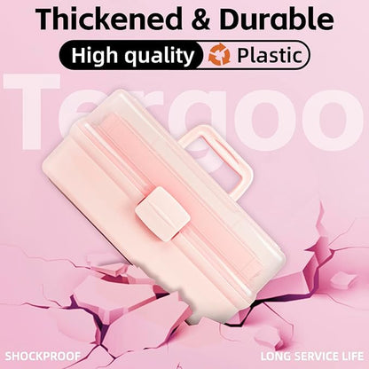 12.5in 3-Layer Multipurpose Craft Organizers and Storage with Adjustable Dividers, Portable Tackle Box, Folding Art & Craft Case for Medicine, Tool, Sewing Organizer (Pink)