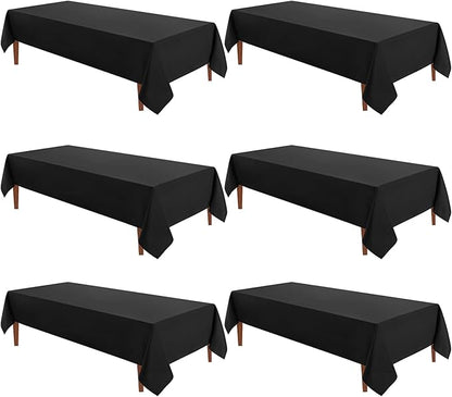 VidaFete Tablecloth 60 * 120inch 6pack Rectangle Table Cloth Polyester, Stain Wrinkle Resistant Dining Table Cover for Kitchen Dinning Party Wedding Rectangular Tabletop Buffet Decoration(Black)