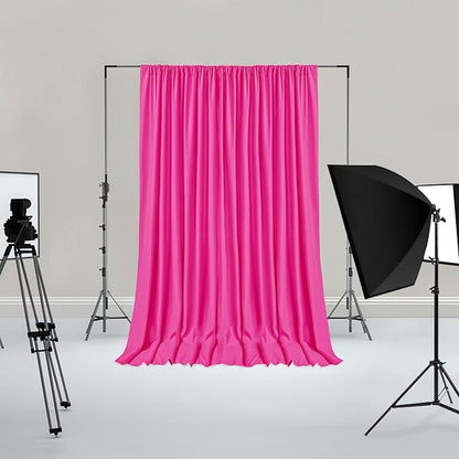 Hiasan Fuchsia Backdrop Curtains for Parties, Polyester Photography Backdrop Drapes for Family Gatherings, Wedding Decorations, 5ftx8ft, Set of 2 Panels
