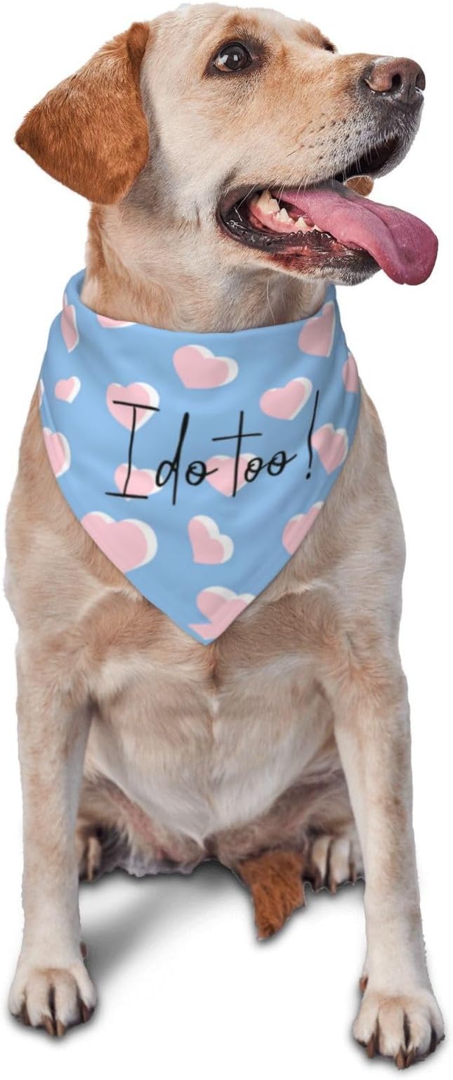 I Do Too Dog Wedding Bandana,Wedding Photo Prop for Dog Lover Pet Scarf AccessoriesMarried Puppy Pet Bandanas Engagement Announcement Gifts (Blue Love)