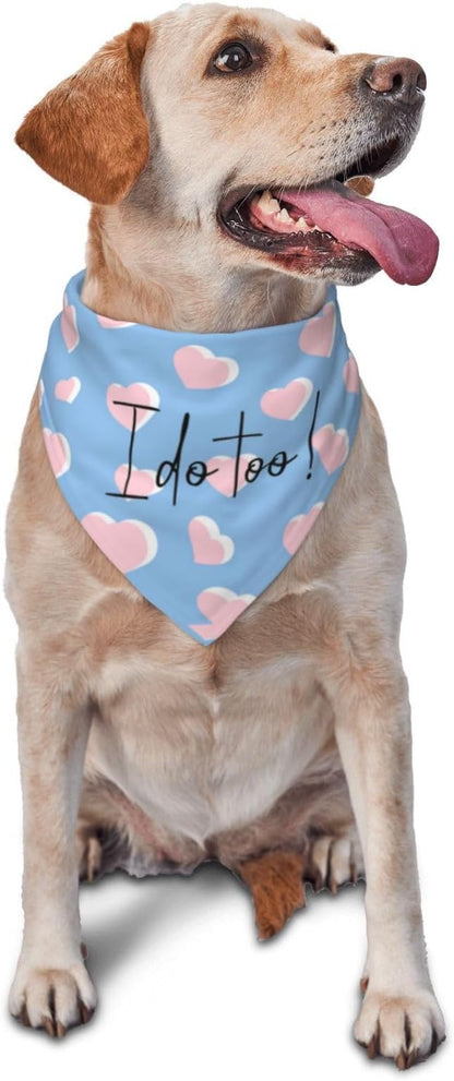 I Do Too Dog Wedding Bandana,Wedding Photo Prop for Dog Lover Pet Scarf AccessoriesMarried Puppy Pet Bandanas Engagement Announcement Gifts (Blue Love)