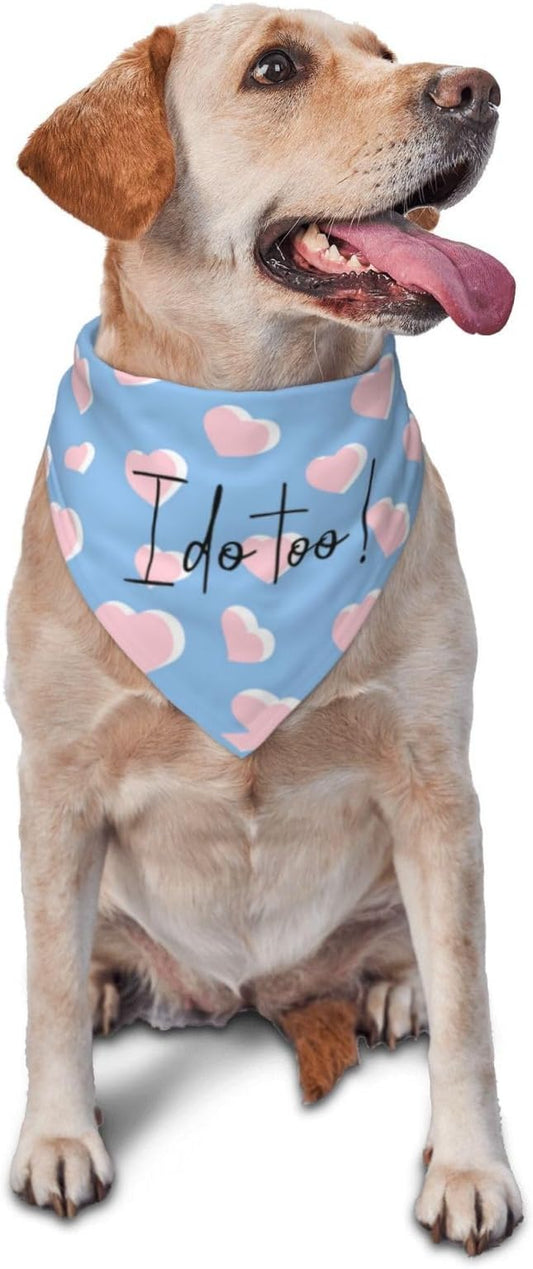 I Do Too Dog Wedding Bandana,Wedding Photo Prop for Dog Lover Pet Scarf AccessoriesMarried Puppy Pet Bandanas Engagement Announcement Gifts (Blue Love)