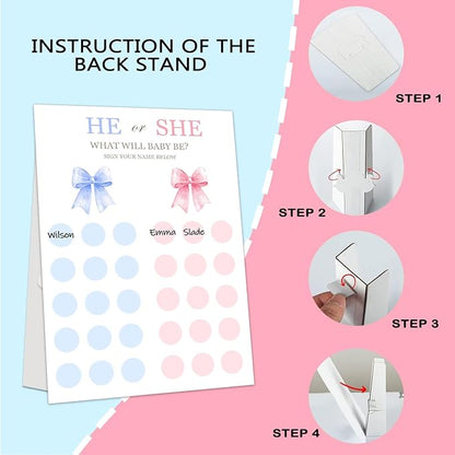 Gender Reveal Party Games, Pink Blue Bow Theme Baby Gender Reveal Voting Board Sign, Boy or Girl Voting with Two Pens, He or She, Baby Gender Reveal Party Decorations Games for Boy or Girl Shower