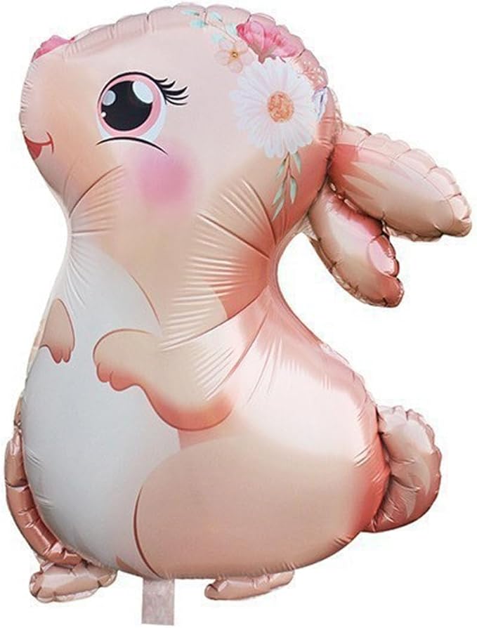 4PCS Pink Large Bunny Foil Balloon Rabbit Balloons Bunny Party Decorations Animal Mylar Balloons for Birthday Spring Woodland Themed Supplies