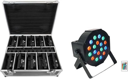 Rockville Battery PAR Pack 50 Black (10) Rechargeable RGB Wash Lights with Charging Case, 18 LEDs, RF Remote, DMX Control, 10-Hour Battery, for DJs and Event Lighting