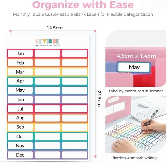SKYDUE Accordion File Organizer, Expanding File Folder with 13 Pockets, Portable Document Paper Bill Receipt Organizer, Home School Office Supplies, Letter A4 Size Pink