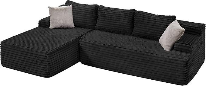 Hobestluk Modular Sectional Sofa Couches L-Shape Couch 3 Seat Modular Sofa Memory Foam Sectional Couches for Living Room, Cloud Couch with Oversized Chaise (96“, Left Facing)
