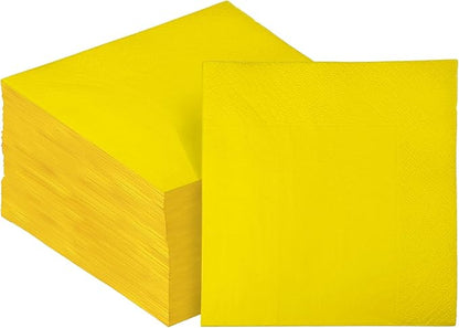Yellow Cocktail Napkins 5 * 5inch disposable Beverage Napkin paper for Cocktail, Wedding, Dinner，Birthday Party Dessert Wine Paper Napkins（ 120 Count）