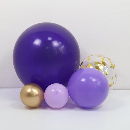 Purple and Gold Balloon Garland Arch Kit for 164pcs Different Sizes Balloons 5 10 12 18inch with Gold Confetti Balloons for Baby Shower Wedding Engagements Anniversary Birthday Party Decorations