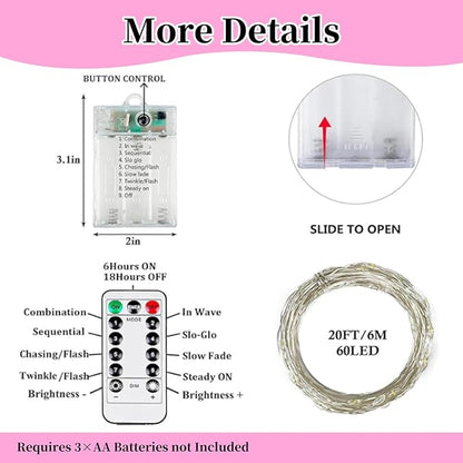 4Pack 80FT 240LED Fairy Lights Battery Operated with Remote & Timer | 8 Modes Twinkle String Lights Battery Powered Indoor Outdoor Waterproof for Bedroom Wedding Classroom Christmas Décor