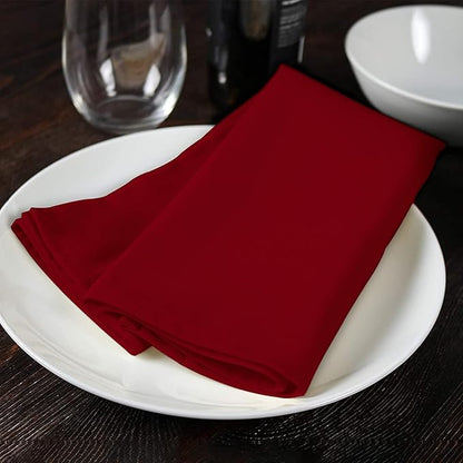 Red Cloth Napkins Bulk (Pack of 24) - 100% Polyester Dinner Linen Napkins Cloth Washable & Reusable - Durable with Hemmed Edges - Ideal for Parties and Weddings (17x17 Inches)