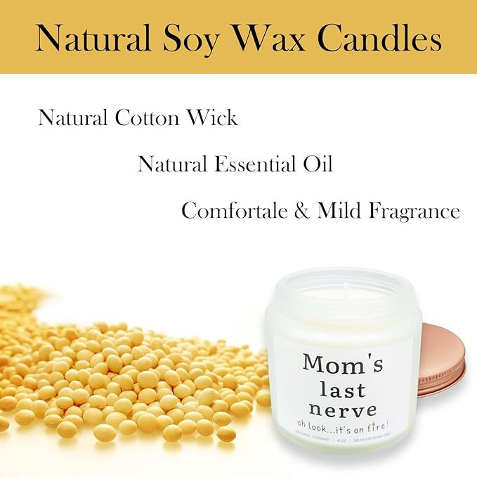 Mothers Day Gifts for Mom from Daughter Son Mom's Last Nerve Lavender Scented Soy Candle Funny Birthday Gifts Ideas for Mom