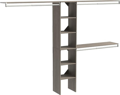 ClosetMaid SuiteSymphony Wood Closet Organizer Kit with Tower, 3 Hang Rods, Top Shelves, Adjustable, Fits Spaces 5-9 ft. Wide, Graphite Grey