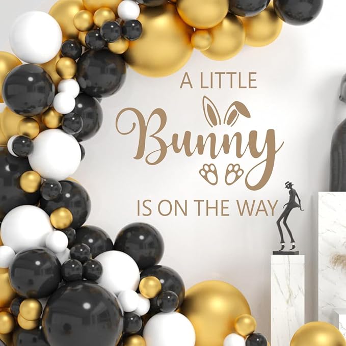 A Little Bunny is On The Way Sign Balloon Arch Decor Sticker，Baby Shower Party Rabbit Themed Decal Sign，Gender Reveal Party Decorations, for Spring Easter Rabbit Themed Baby Shower