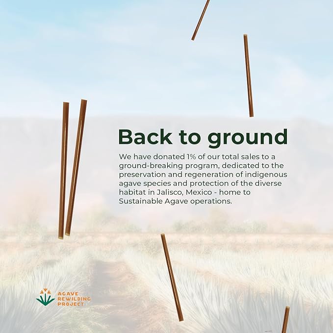 Sustainable Agave Co - Agave Fiber Unwrapped Drinking Straws - 2000 Count - Plant-Based, Made With Upcycled Materials, Reusable - Brown, Regular, 8"