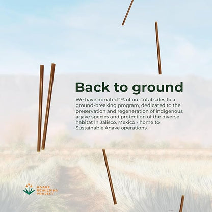 Sustainable Agave Co - Agave Fiber Unwrapped Drinking Straws - 2000 Count - Plant-Based, Made With Upcycled Materials, Reusable - Brown, Regular, 8"