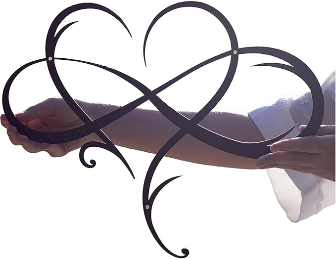 Infinity Heart Metal Wall Art – Minimalist Love Symbol for Home or Office, Durable Black Steel Display for Bedroom, Entryway, or Lounge, Ideal Gift for Wedding, Engagement, or Anniversary