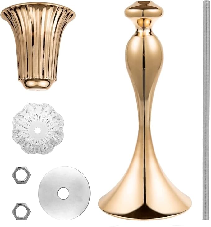 10Pcs/Set Flower Centerpiece Table Decorations Gold Trumpet Vases with Crystal Bead for Wedding Centerpieces Birthday Party Event Home Decor