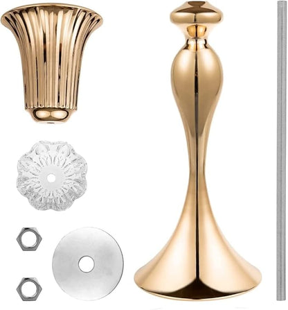 10Pcs/Set Flower Centerpiece Table Decorations Gold Trumpet Vases with Crystal Bead for Wedding Centerpieces Birthday Party Event Home Decor