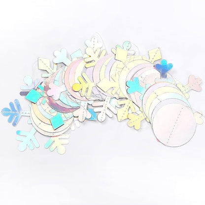 Iridescent-Holographic Christmas Party-Decorations Snowflake-Snow Garland - 61Ft Winter Wonderland Frozen Hanging Paper Streamers Banner,Birthday New Year Decor Ouruola