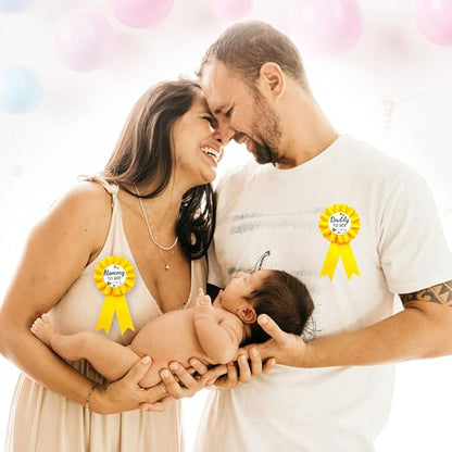 Mommy & Daddy To Be Tinplate Badge Pins, 2Pcs Perfect Baby Shower/Gender Reveal Button Pins for New Parents