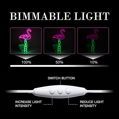 Lucunstar Flamingo Bar Neon Sign Bar LED Light Up Sign for Wall Decor Dimmable USB Powered Animal Neon Light for Wine LED Man Cave Art Signs Decor Gifts for Teens