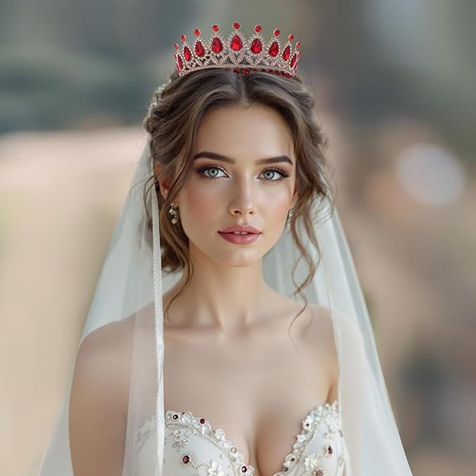 FORSEVEN Crystal Tiaras and Crowns for Women - Wedding and Birthday Party Princess Crown Hair Accessories - Bride Rhinestone Headband Halloween Decorations Hairband