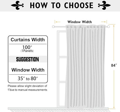 ChrisDowa Room Divider Curtain 84 Inches Long, Wide Blackout Sliding Door Curtain for Bedroom, Room Darkening Privacy Window Curtain for Patio Door (1 Panel Set, Navy Blue, 100 x 84 Inch)
