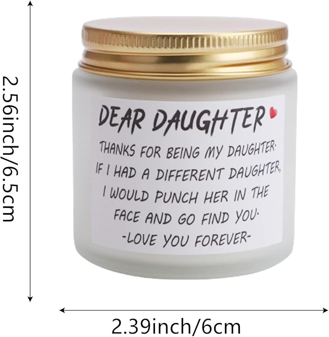 Daughter Gifts from Mom or Dad, Funny Birthday Gifts for Daughter Adult, Mothers Day Gift for Daughter Stepdaughter, Dear Daughter Candle for Graduation Wedding Christmas