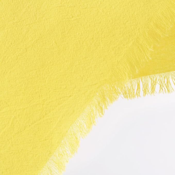 12 Pack Lemon Yellow Cotton Linen Napkins with Fringe Christmas Cloth Napkins Set of 12 Boho Handmade Holiday Napkins Bulk for Wedding Baby Shower Xmas Dinner Table Parties, 17 x 17 Inches