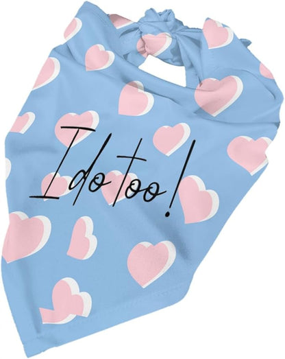 I Do Too Dog Wedding Bandana,Wedding Photo Prop for Dog Lover Pet Scarf AccessoriesMarried Puppy Pet Bandanas Engagement Announcement Gifts (Blue Love)