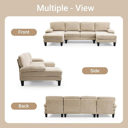 VINGLI 110" Sectional CouchChenilleht Khaki