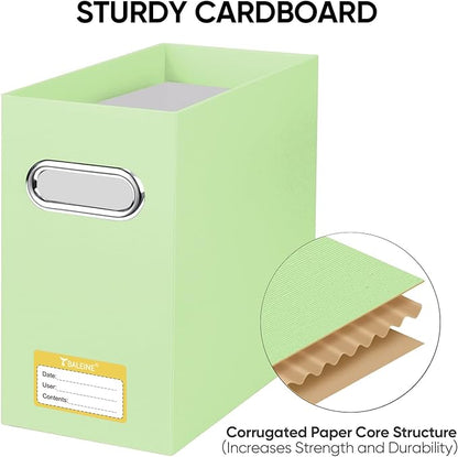 BALEINE File Organizer Box, Cardboard File Folder Organizer with Handle for Letter Size, Portable Collapsible Hanging Filing Box for Home Office Document Storage (2 Pack, Green)