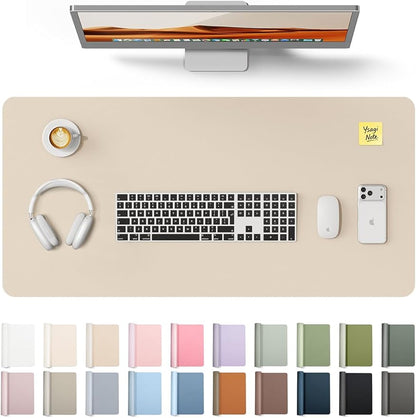 YSAGi Leather Desk Pad Protector, Large Mouse Pad, Non-Slip PU Leather Desk Blotter, Waterproof Writing Pad for Office and Home (31.5" x 15.8", Eggshell)