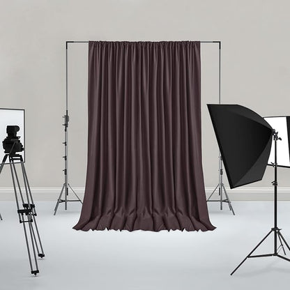 Hiasan Brown Backdrop Curtains for Parties, Polyester Photography Backdrop Drapes for Family Gatherings, Wedding Decorations, 5ftx10ft, Set of 2 Panels