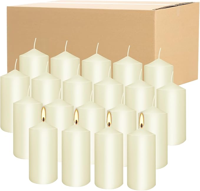 2"x4" High Ivory Pillar Candles, Set of 20 Unscented. Dripless Unscented Smokeless, Ideal for Halloween, Wedding, Emergency Lanterns, Household, Wedding and Home Décor Candlesticks