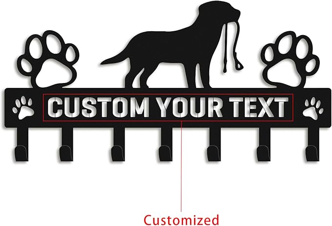 Personalized Dog Leash Holder Wall Mount - Metal Key Organizer Wall Decor, Pet Leash Hook Organizer for Entryway, Durable Coat Hanger, Gift for Pet Lovers (07-Dog)