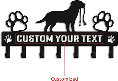 Personalized Dog Leash Holder Wall Mount - Metal Key Organizer Wall Decor, Pet Leash Hook Organizer for Entryway, Durable Coat Hanger, Gift for Pet Lovers (07-Dog)