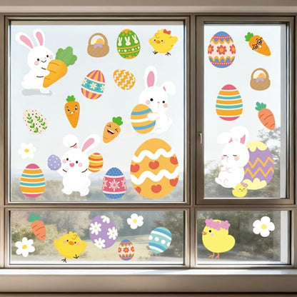 Valentines Day Window Clings for Valentines Decorations, Reusable Static Shamrock Window Clings for St Patricks Day Decorations, Easter Decor for Home, Bathroom and Office