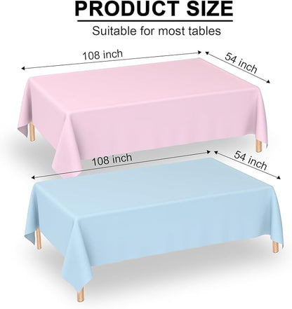 WNINK 4 Pack Gender Reveal Plastic Tablecloths, Disposable Rectangle Pink and Blue Pastel Tablecloth, Table Covers for Boy or Girl Gender Reveal Party Baby Shower Birthday Party Decorations 54" x 108"