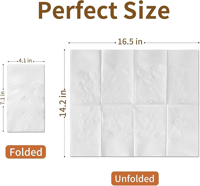 Disposable Napkins, 2-Ply 900 Count Paper Dinner Napkins, White Napkins Bulk for Wedding Party Bathroom and Everyday Use (16.5" X 14.2")